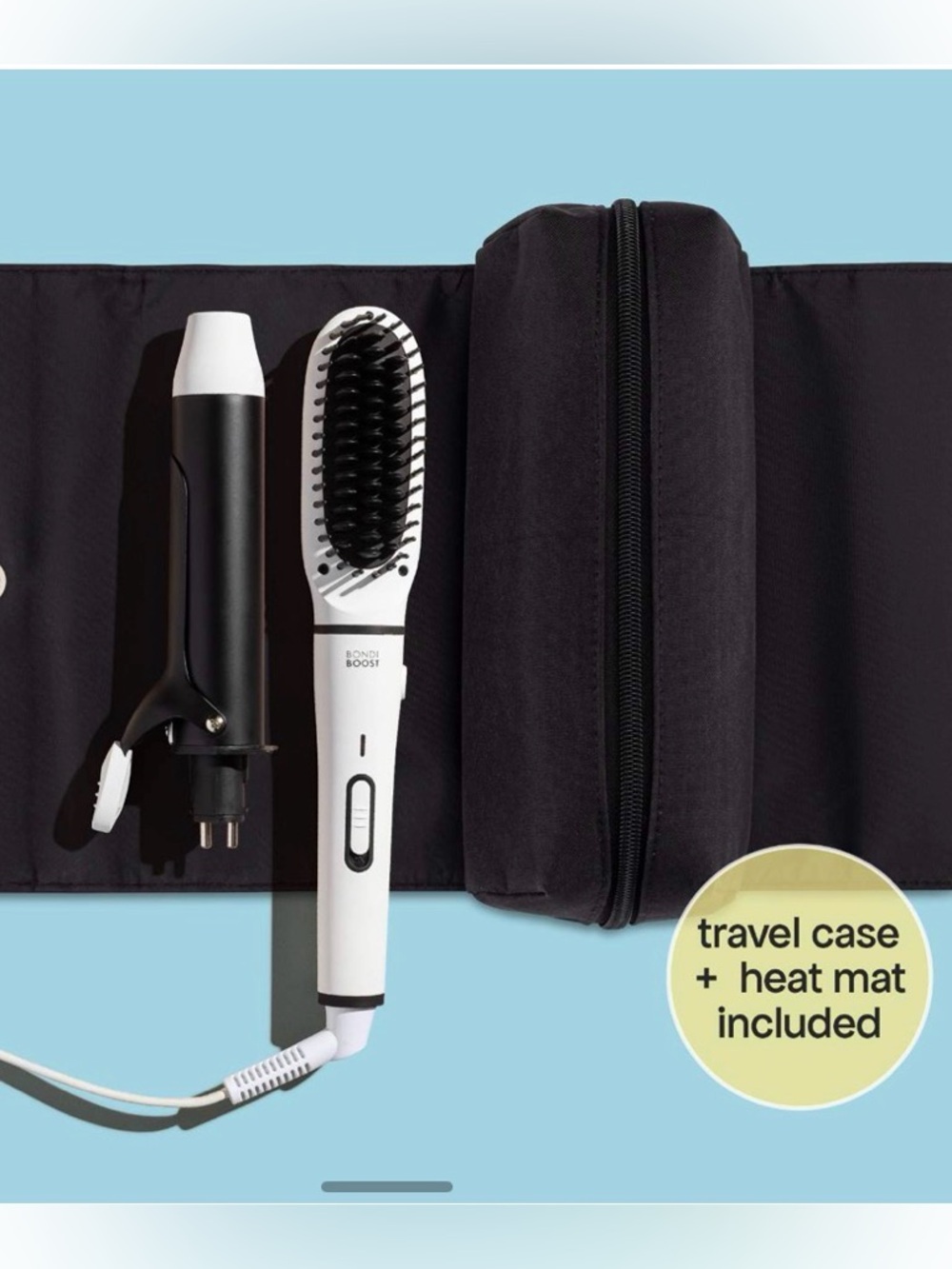 Bondi Boost Mini Multi-Styler in Mint/Black – Straightening Brush & Curling Iron